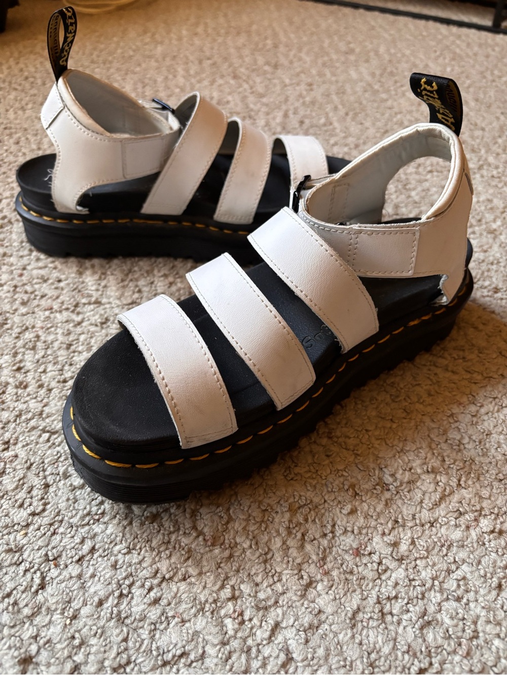 Dr. Martens Blaire White Leather Strappy Sandals Size 8